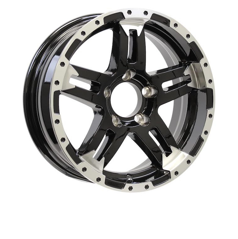 Black Aluminum Trailer Wheels 12inch Rims 12 by 4 and 5 lug for Boat and PWC Trailer